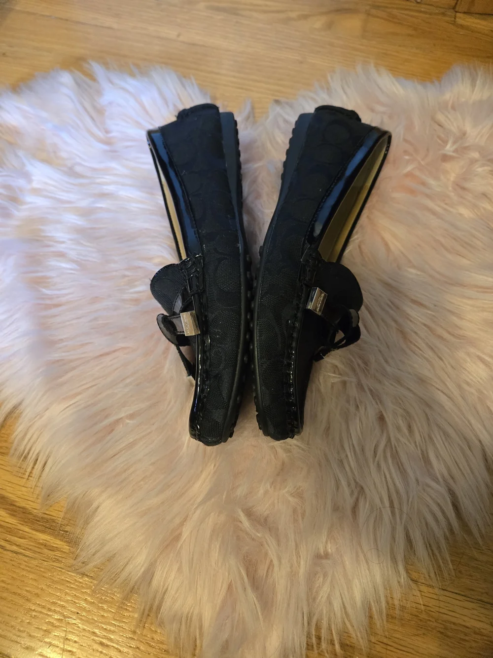 Coach Black Signature Patent Trim Loafers for Women - Picture 3 of 6